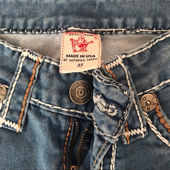 True Religion Joey Jeans 27 Skinny White and Orange Stitching - Picture 10 of 10